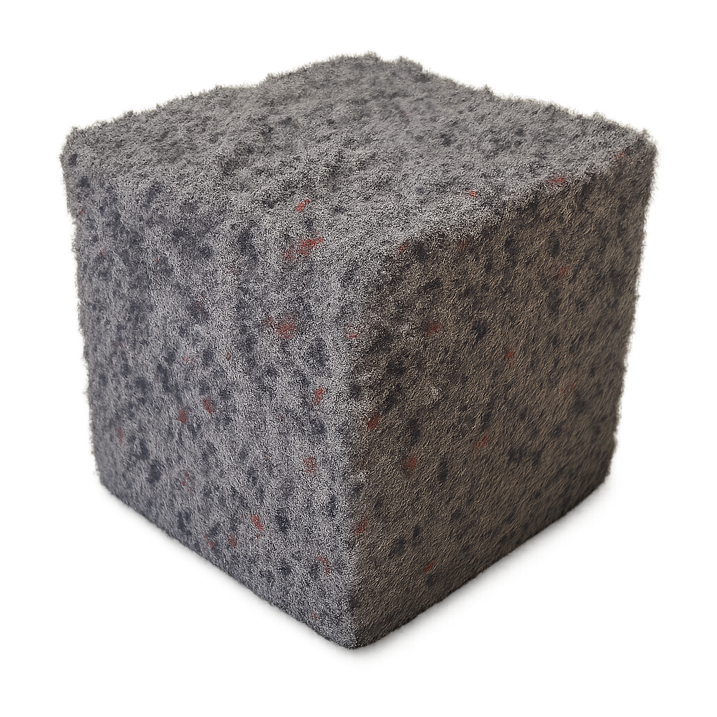 Cube d’isolant en ouate de cellulose - Isoleco Suisse, entreprise d'isolation thermique