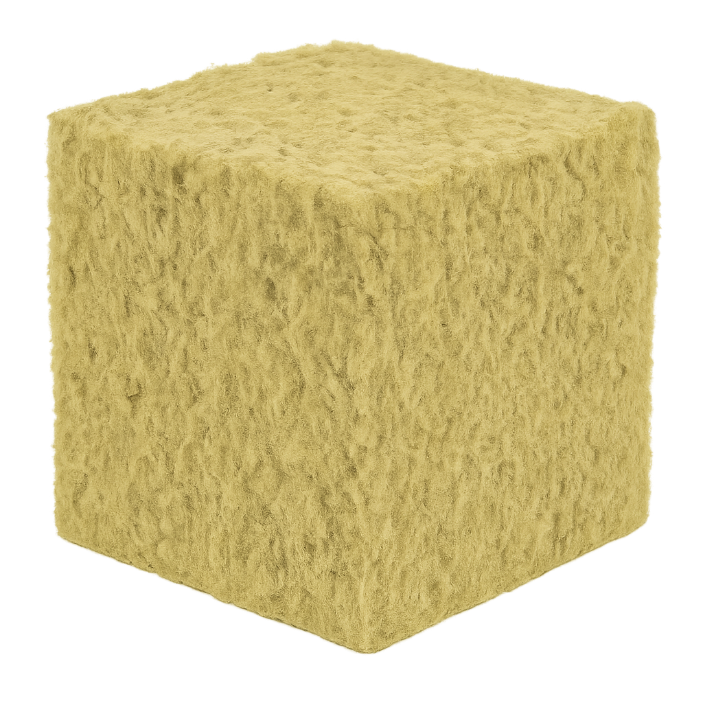 Cube d’isolant en laine de roche - Isoleco Suisse, entreprise d'isolation thermique