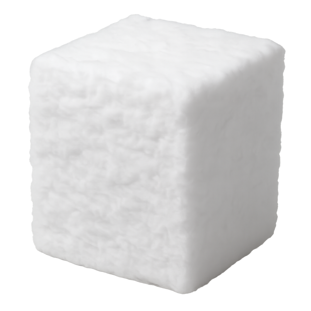 Cube d’isolant en laine de verre - Isoleco Suisse, entreprise d'isolation thermique